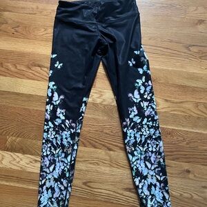Butterfly patterned black women’s leggings